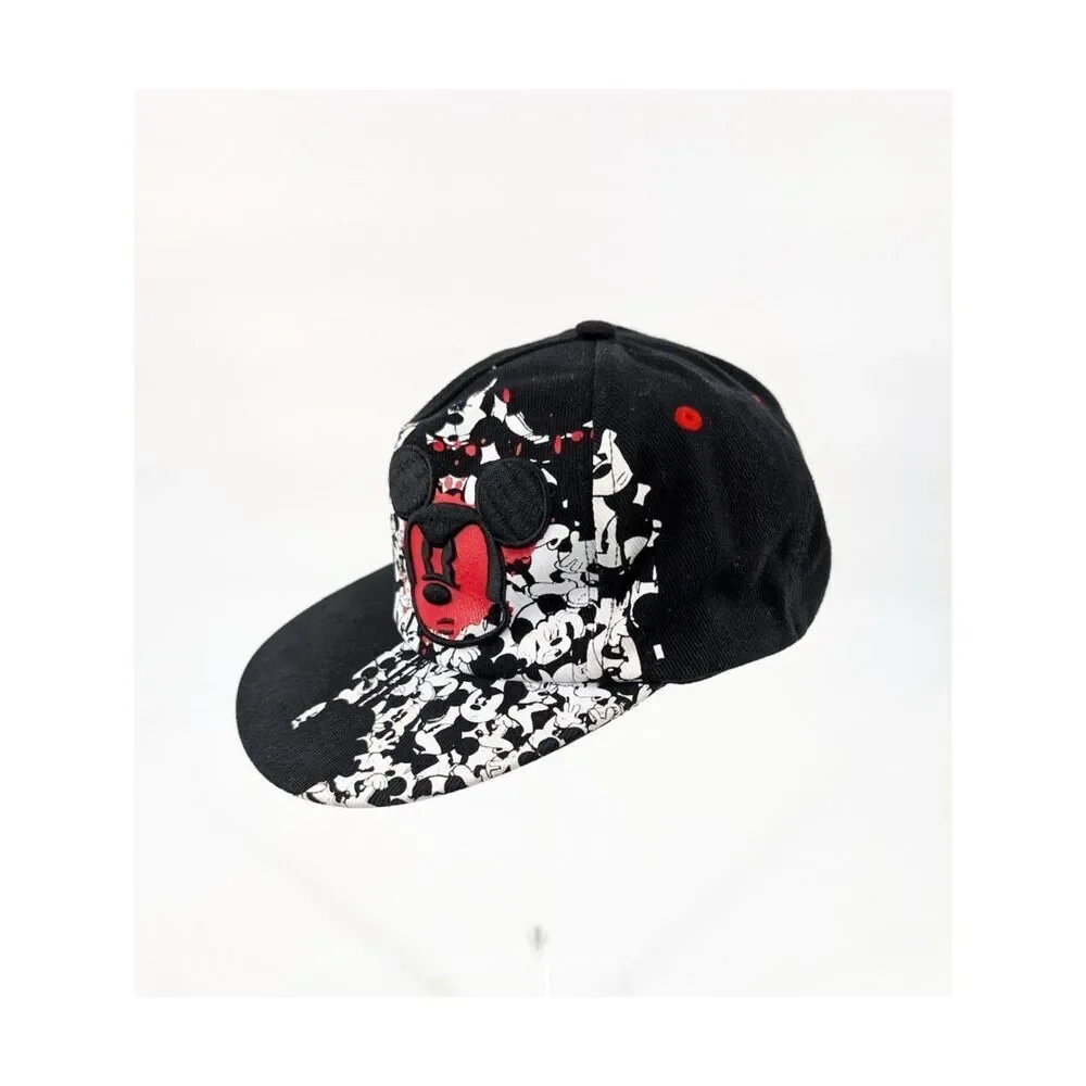 Disney Parks Angry Mickey Mouse Hat Youth Black Graffiti Streetwear